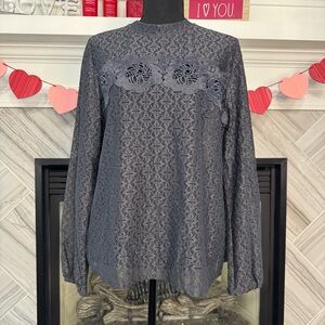 The Loft Navy Lace Medium Blouse